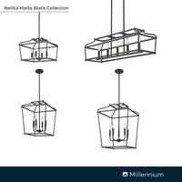 10.75'' Nellita Matte Black 5 Light Linear Chandelier
