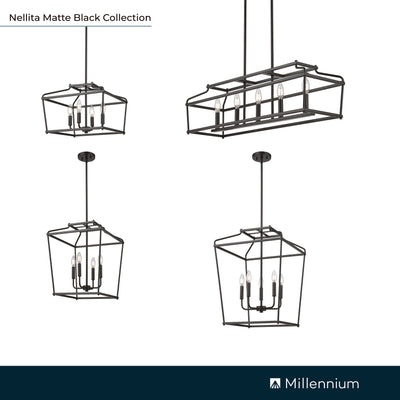 10.75'' Nellita Matte Black 5 Light Linear Chandelier
