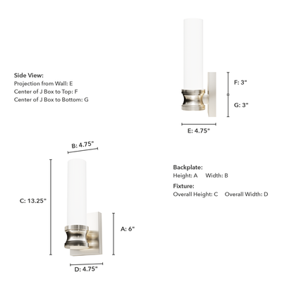 Lenlock 13-inch 1-light Brushed Nickel Wall Sconce with Cased White Glass