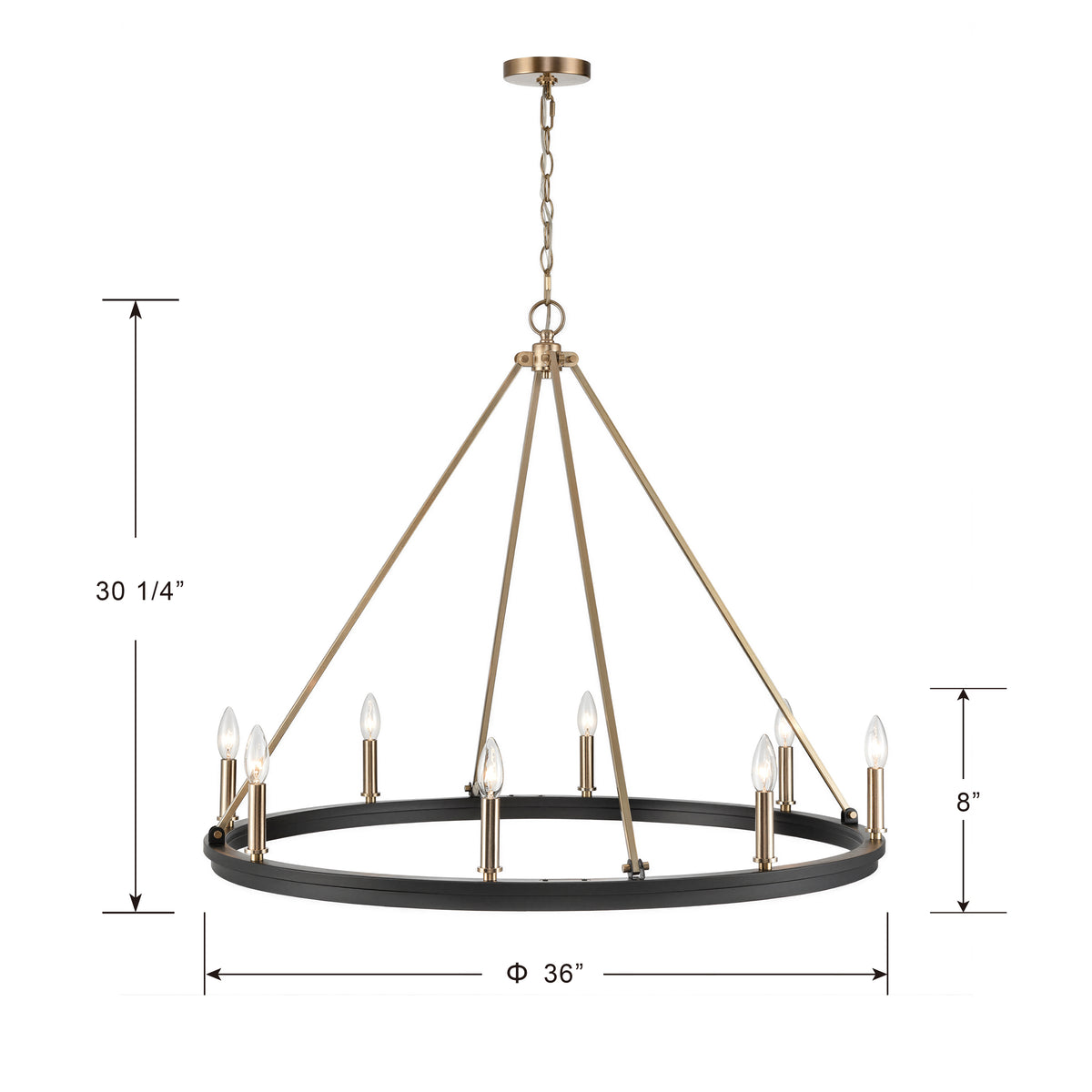 28'' Carruth Matte Black/Modern Gold 8 Light Chandelier
