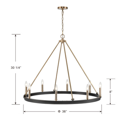 28'' Carruth Matte Black/Modern Gold 8 Light Chandelier