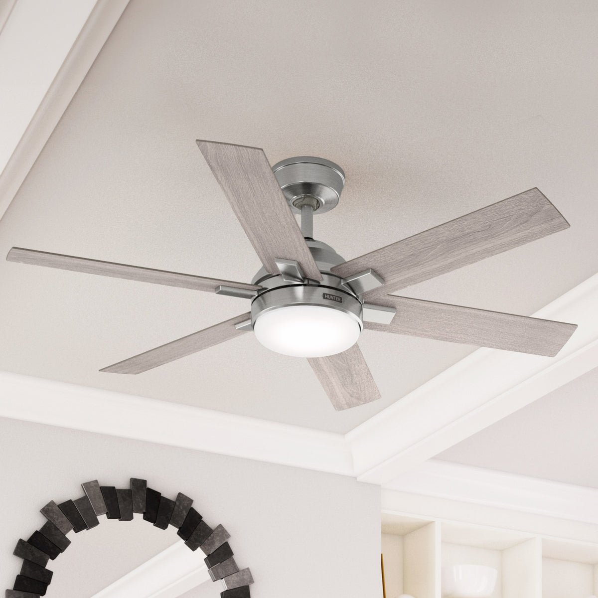 52 inch Georgetown ENERGY STAR® HunterExpress Brushed Nickel Ceiling Fan with LED Light Kit and Handheld Remote