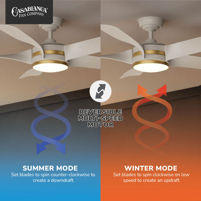 Casablanca 52 inch Julia ENERGY STAR® Fresh White Damp Rated Ceiling Fan with LED Light Kit and Wall Control