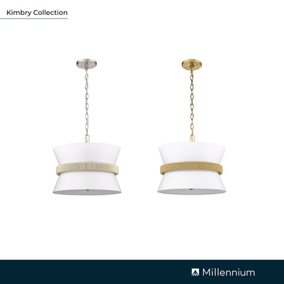 14.1'' Kimbry Brushed Nickel 3 Light Pendant