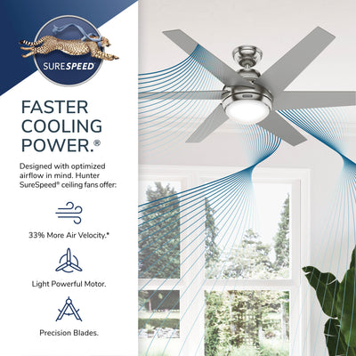 52 inch Sotto Brushed Nickel Ceiling Fan with LED Light Kit and Handheld Remote