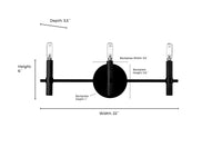 22'' Skyva Matte Black 3 Light Bath Vanity