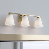 22-inch Strayhan Modern Gold 3-Light White Frosted Glass Bathroom Vanity Light
