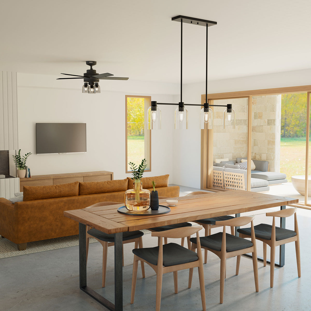 52 inch Lochemeade Matte Black Ceiling Fan with LED Light Kit and Handheld Remote