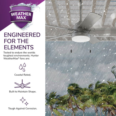 52 inch Sea Point Matte Silver WeatherMax Indoor / Outdoor Ceiling Fan with LED Light Kit and Pull Chain