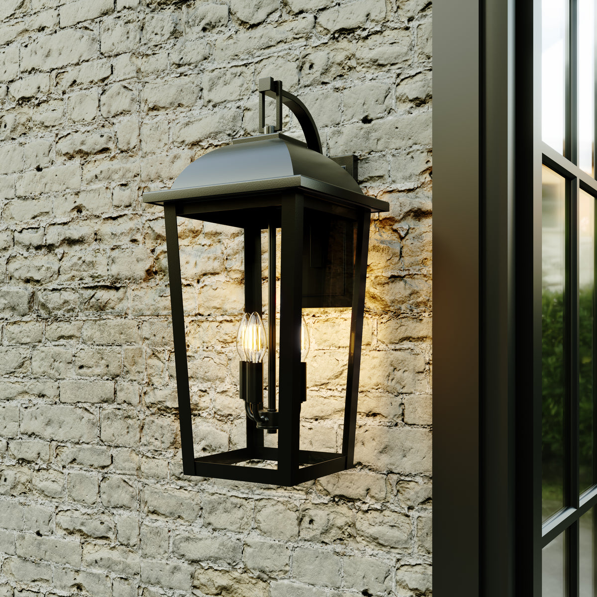 11'' Houston Powder Coated Black 3 Light Lantern