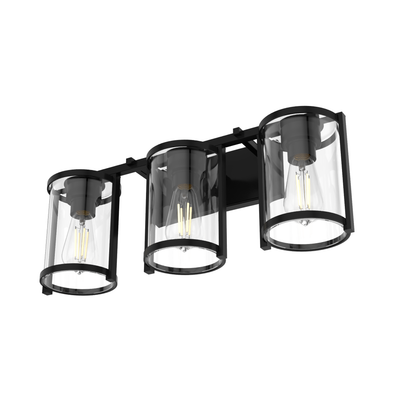 Astwood 24.25-inch 3-light Matte Black Vanity Light with Clear Glass
