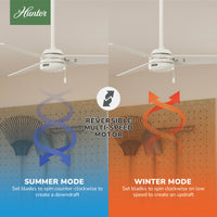52 inch Cassius Fresh White Damp Rated Ceiling Fan and Pull Chain