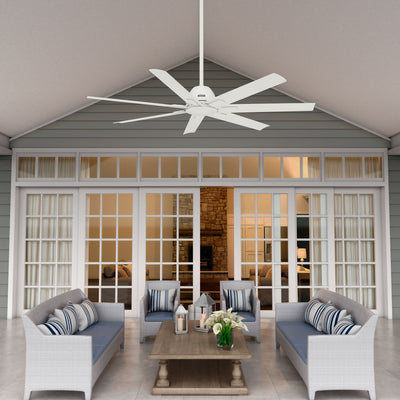 60 inch Downtown ENERGY STAR® Matte White Damp Rated Ceiling Fan and Wall Control