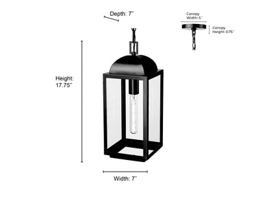 17.75'' Beaufort Powder Coated Black 1 Light Hanging Lantern
