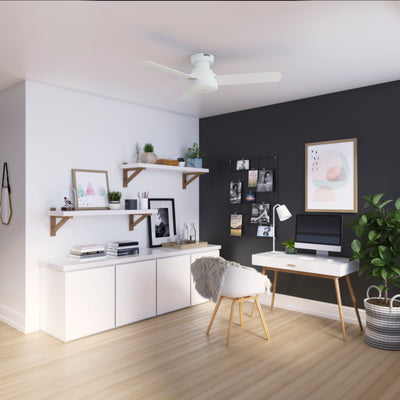 44 inch Presto Matte White Low Profile Ceiling Fan and Wall Control