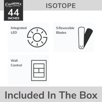 Casablanca 44 inch Isotope Brushed Nickel Low Profile Ceiling Fan with LED Light Kit and Wall Control