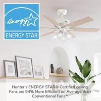 52 inch Fonthill ENERGY STAR® HunterExpress Fresh White Ceiling Fan with LED Light Kit and Handheld Remote