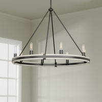 29'' Rovessa Matte Black 8 Light Chandelier