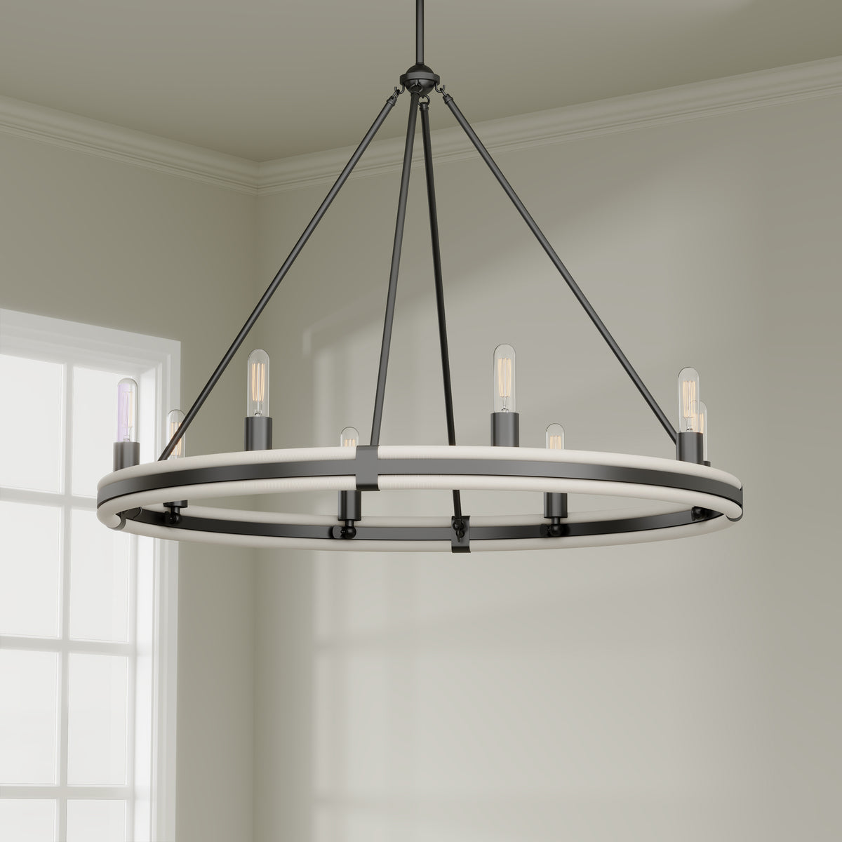 29'' Rovessa Matte Black 8 Light Chandelier