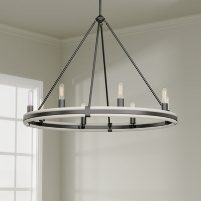 29'' Rovessa Matte Black 8 Light Chandelier