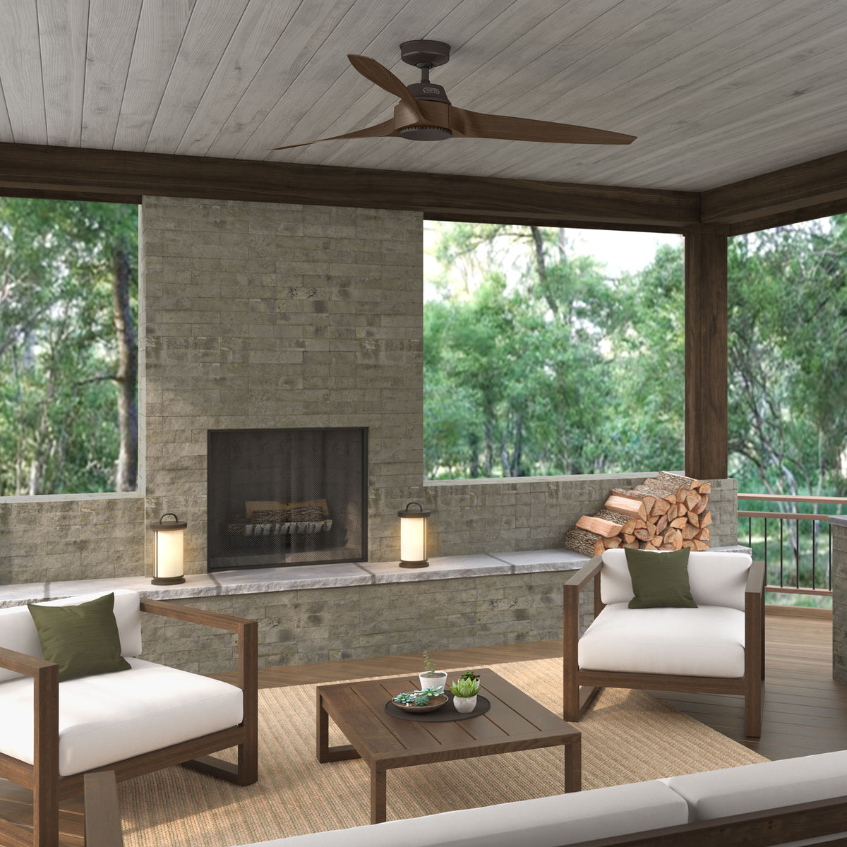 60 inch Mosley ENERGY STAR® Premier Bronze Damp Rated Ceiling Fan and Wall Control