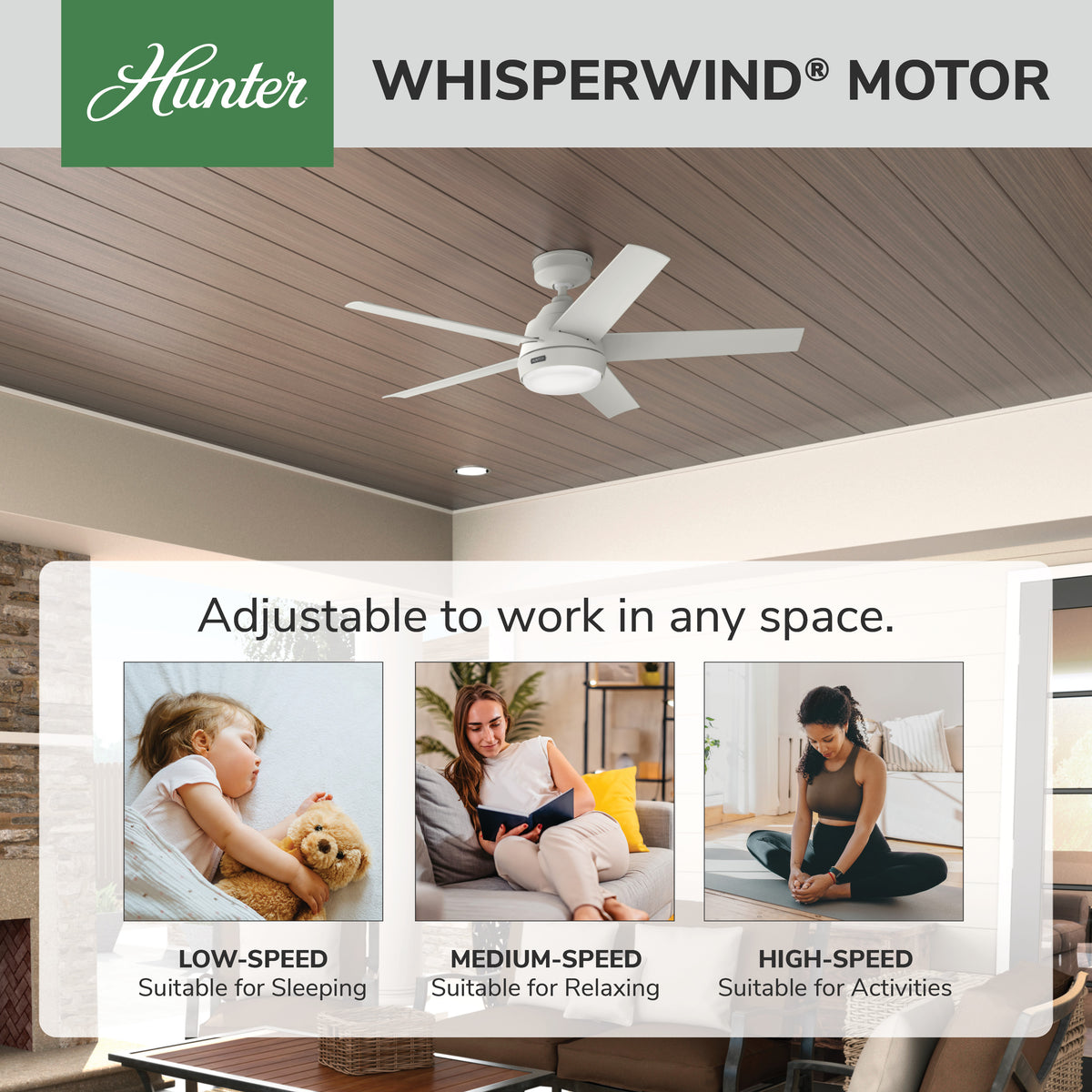 52 inch Skyflow Matte White WeatherMax Indoor / Outdoor Ceiling Fan with LED Light Kit and Wall Control