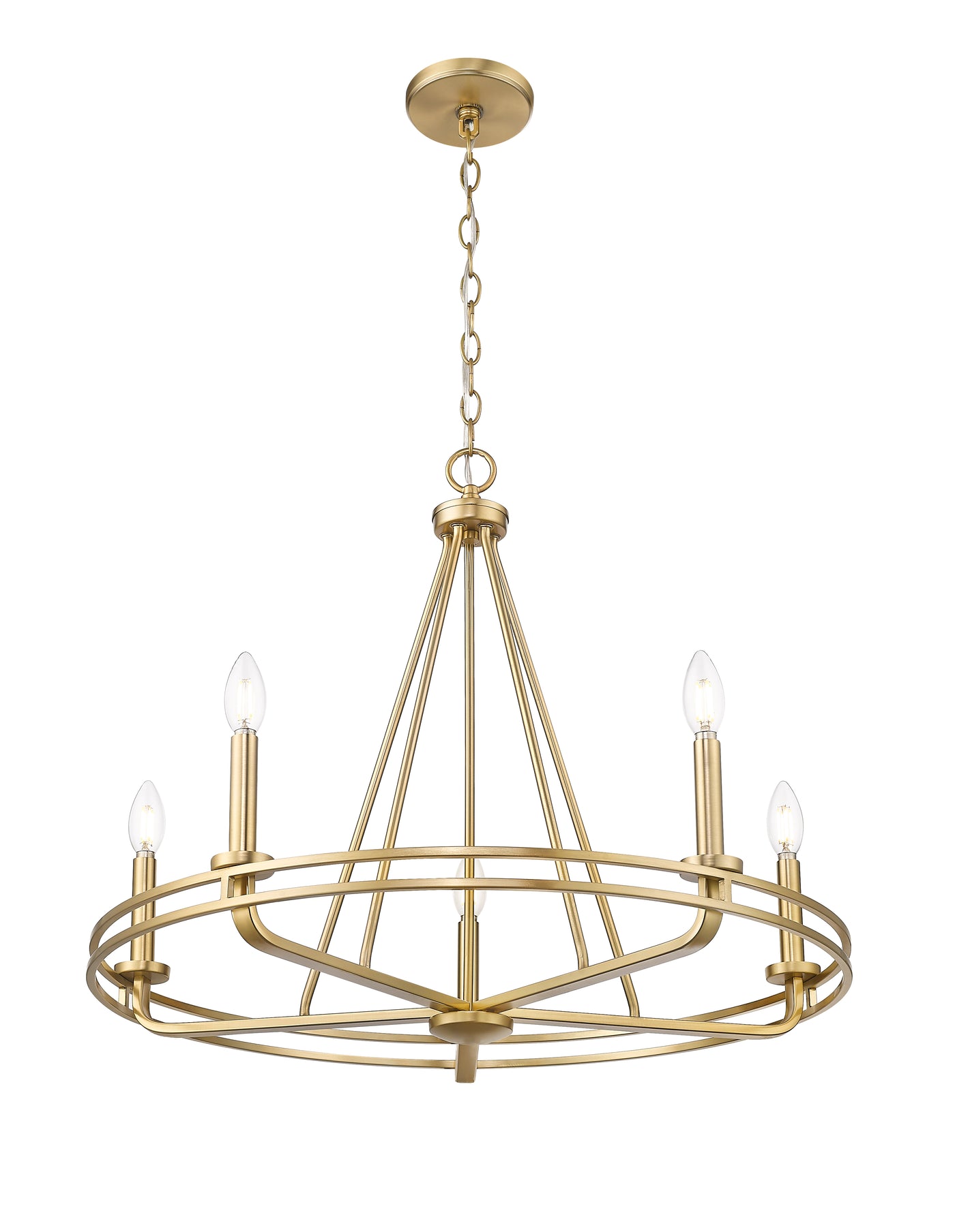 23'' Jody Vintage Brass 5 Light Chandelier
