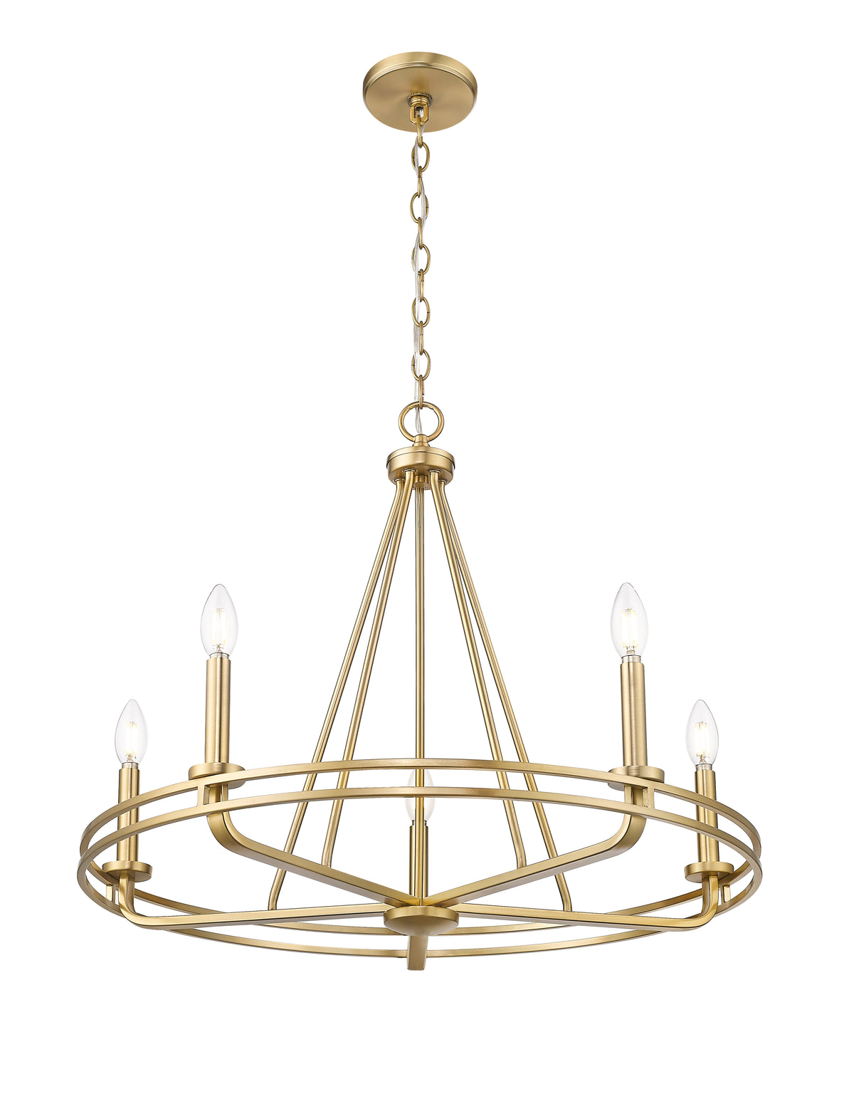 23'' Jody Vintage Brass 5 Light Chandelier