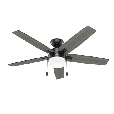 52 inch Anisten Matte Black Ceiling Fan with LED Light Kit and Pull Chain