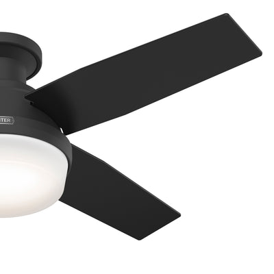44 inch Dempsey Matte Black Low Profile Ceiling Fan with LED Light Kit and Handheld Remote