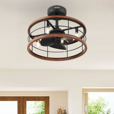 22 inch Bridgette Fandelier Matte Black Ceiling Fan with Light Kit and Handheld Remote