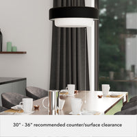 Station 24-inch 4-light Natural Black Iron Pendant with Frosted Cased White Glass