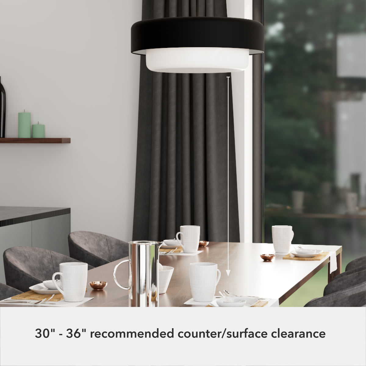 Station 24-inch 4-light Natural Black Iron Pendant with Frosted Cased White Glass