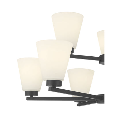 28.5-inch Strayhan Matte Black 9-Light White Frosted Glass Chandelier
