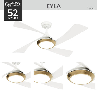 Casablanca 52 inch Vespucci ENERGY STAR® Fresh White Damp Rated Ceiling Fan with LED Light Kit and Wall Control and Handheld Remote