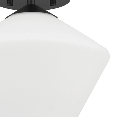 Celestial Valley 10-inch 1-light Matte Black Flush Mount Ceiling Light with Cased White Glass