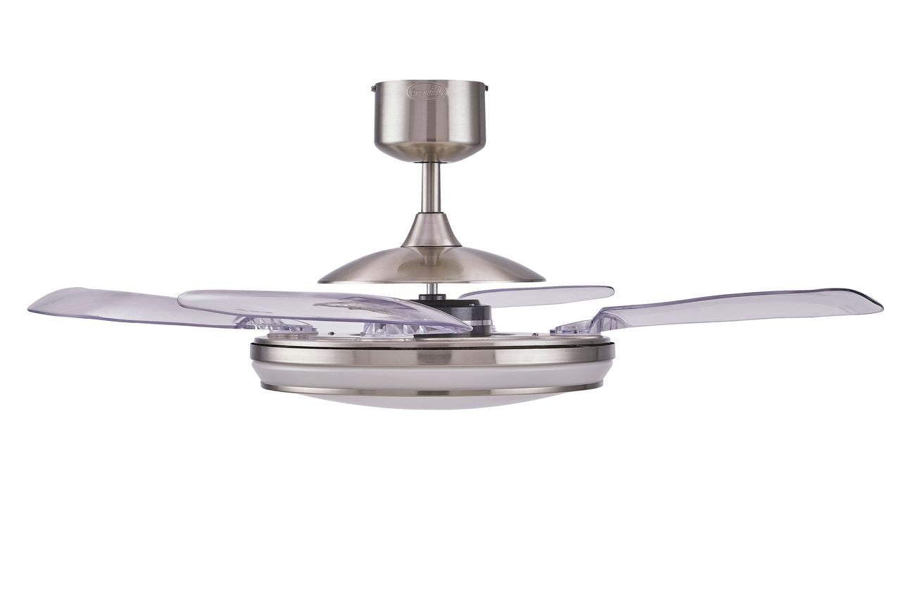 EVO1 48 Inch 1 Light Chrome Fan with Retractable Blades and LED