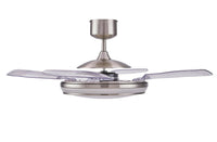 EVO1 48 Inch 1 Light Chrome Fan with Retractable Blades and LED