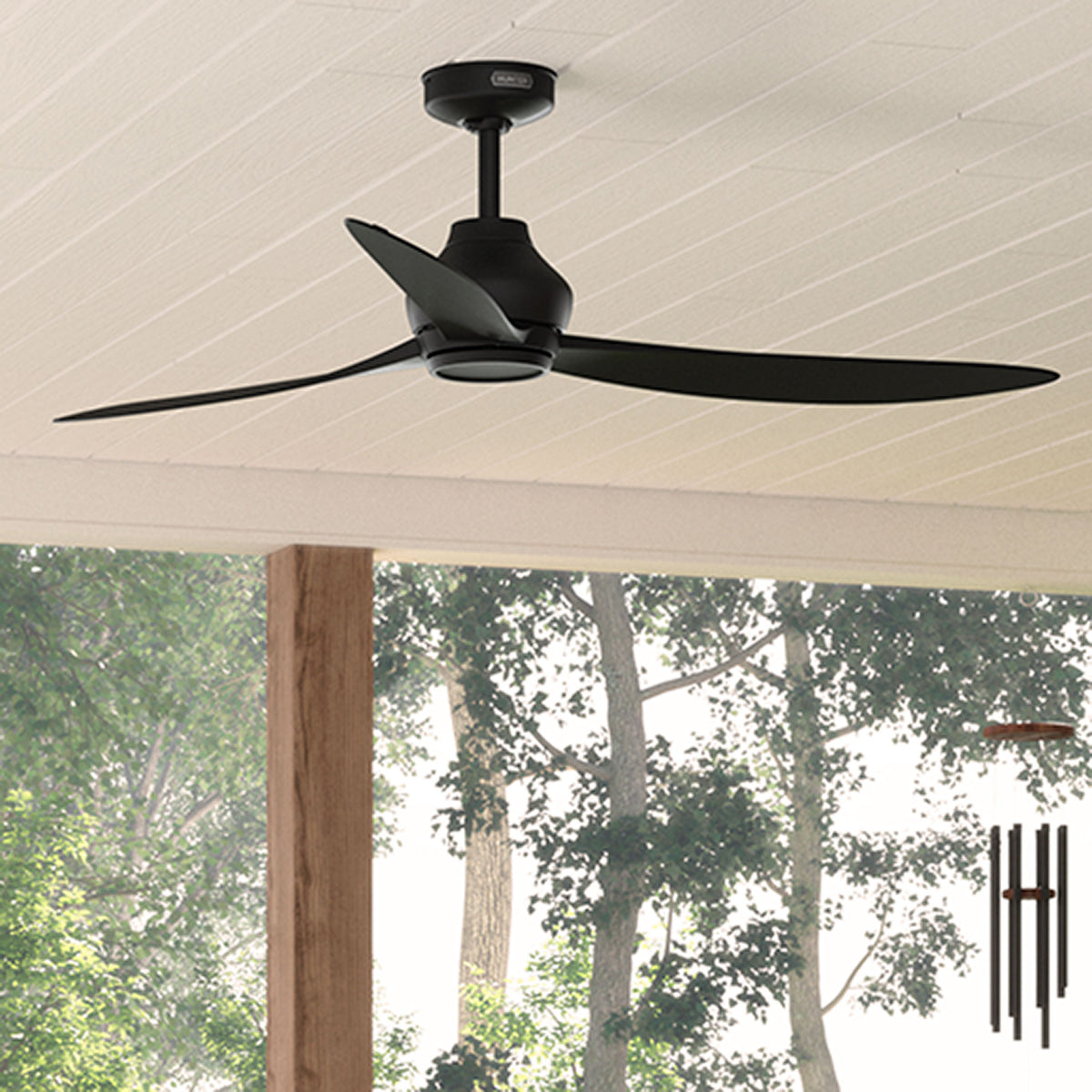 60 inch Mazzini ENERGY STAR® Matte Black Damp Rated Ceiling Fan and Handheld Remote