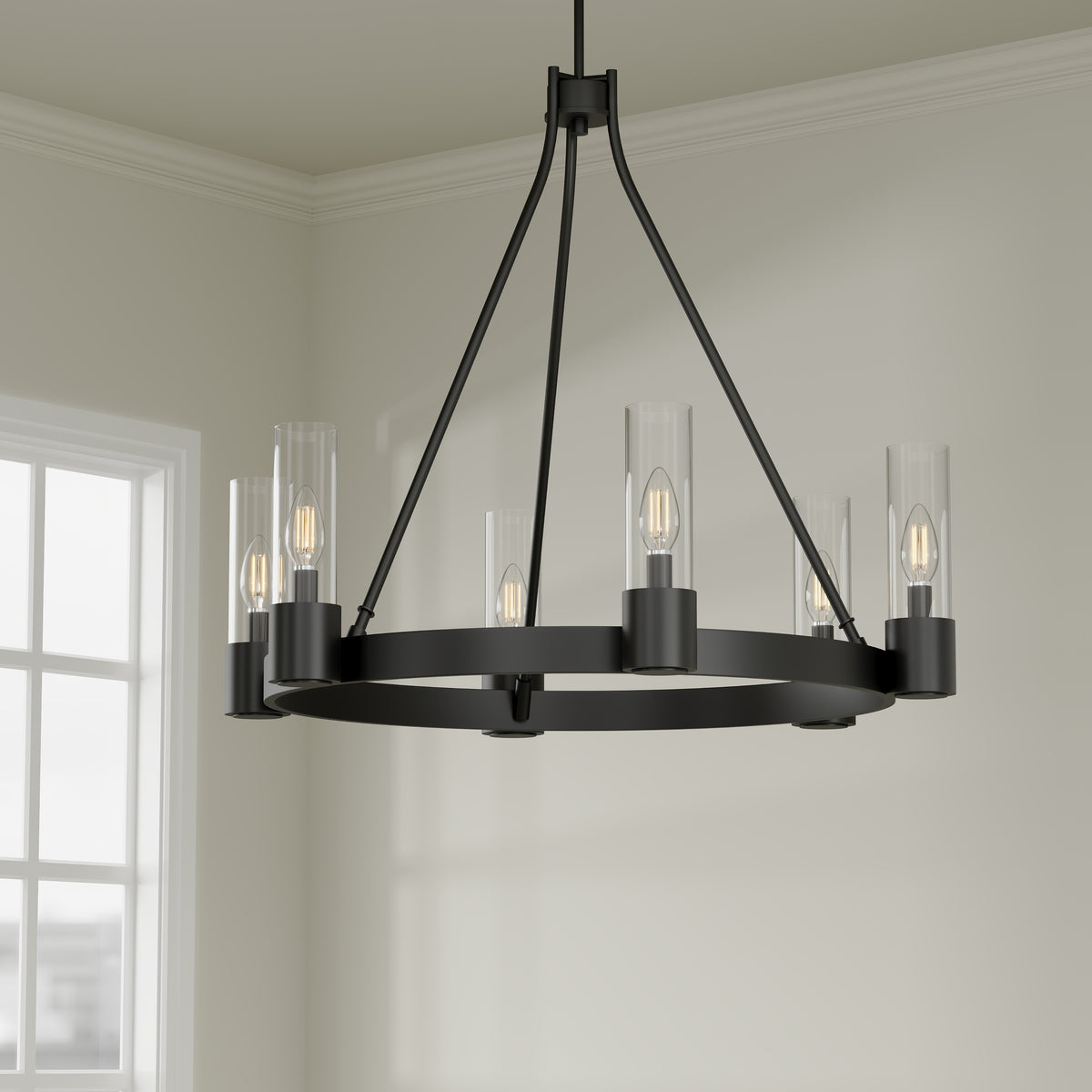 24.25'' Evandrel Matte Black 6 Light Chandelier