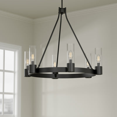 24.25'' Evandrel Matte Black 6 Light Chandelier