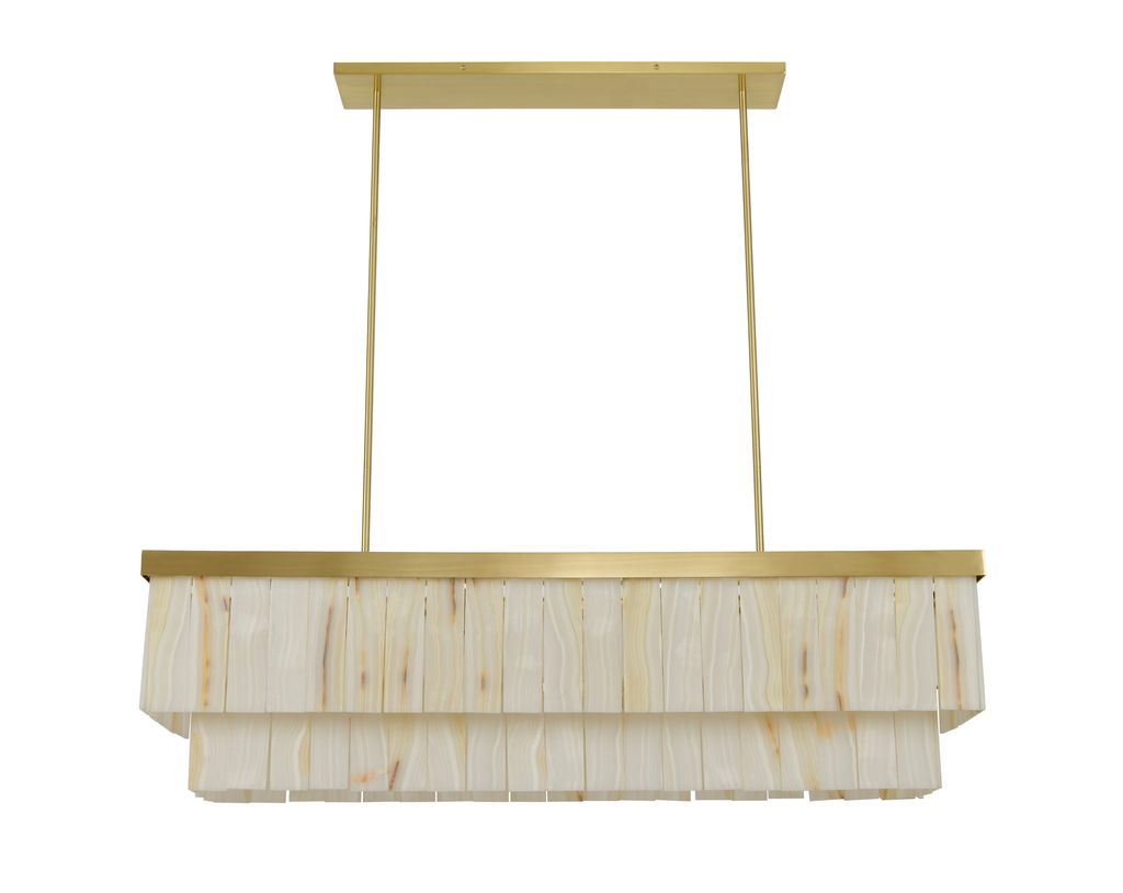 Elora 7 Light Brass Pendant Light with Jade Stone