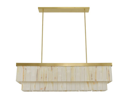 Elora 7 Light Brass Pendant Light with Jade Stone