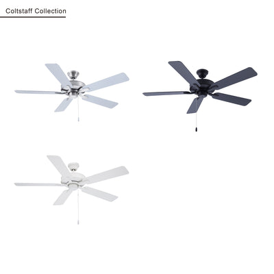 52 Inch Coltstaff AC Matte Black Indoor Ceiling Fan 5-Blade Reversible