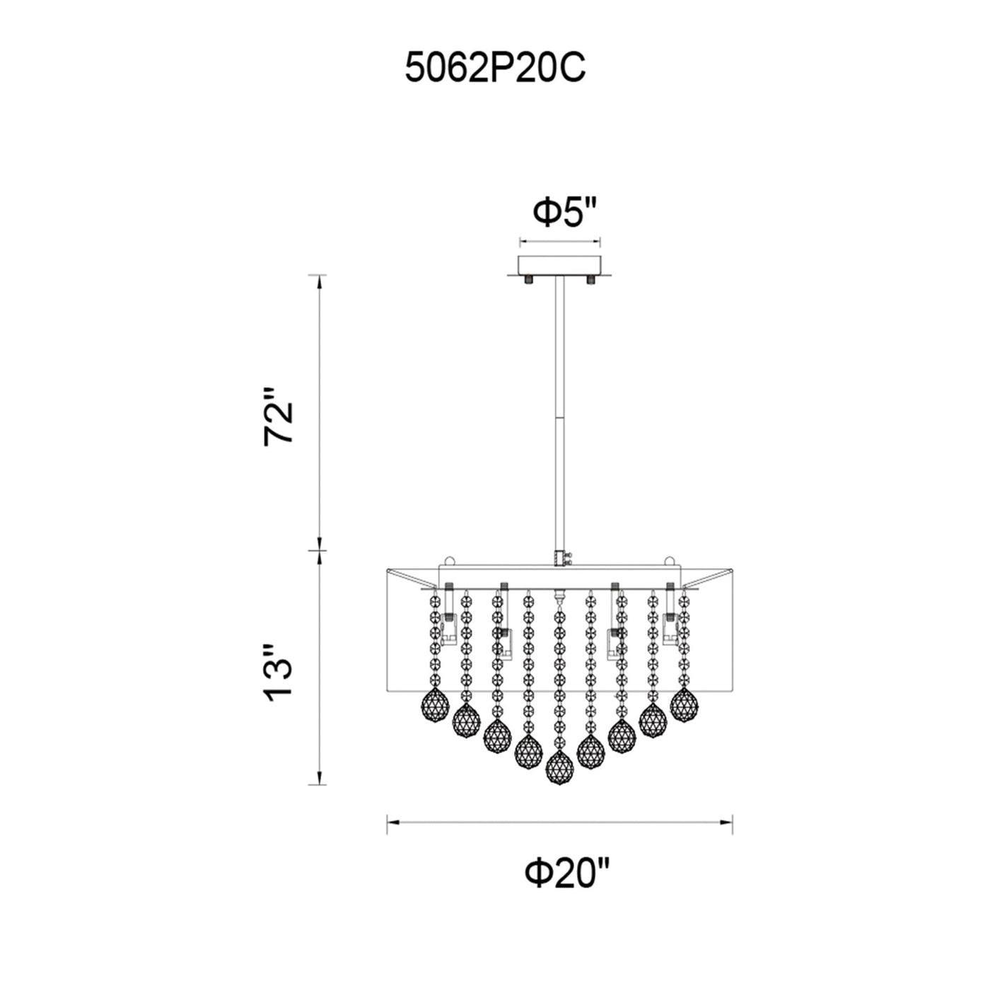 Radiant 9 Light 20in Chrome Chandelier