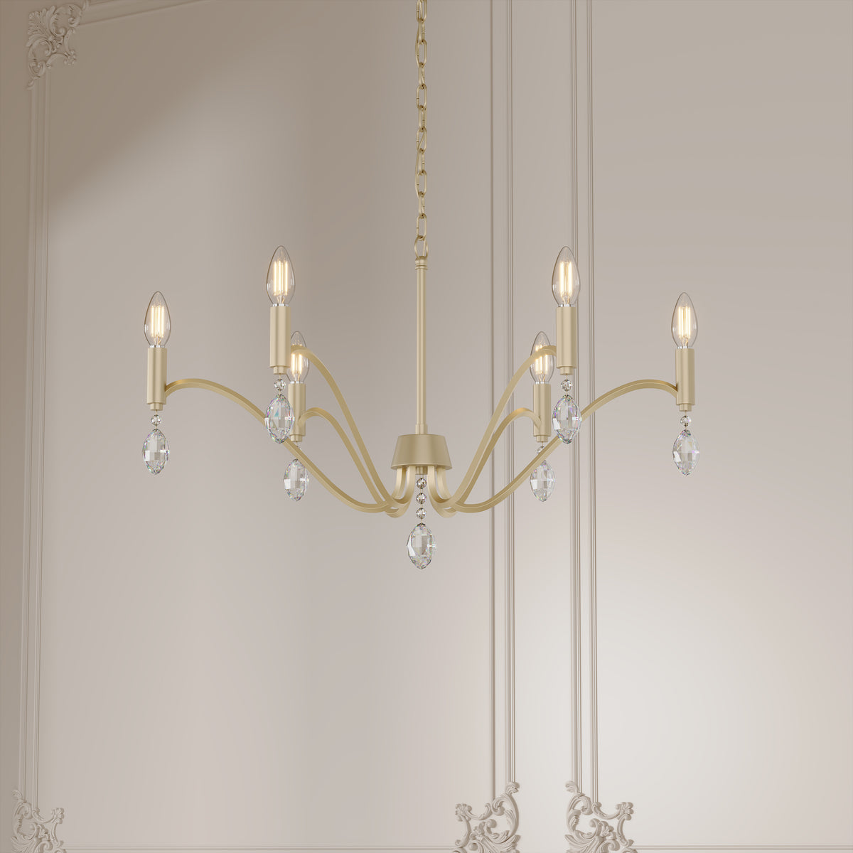18'' Aureline Aged Silver 6 Light Chandelier