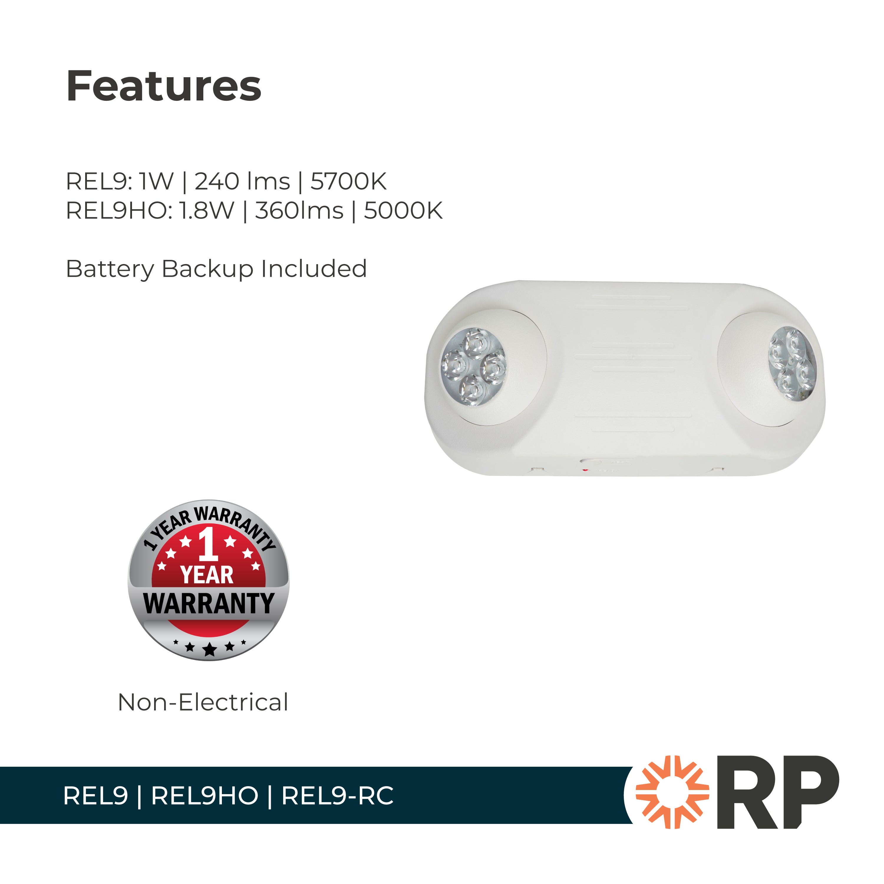 11-inch White Emergency Light