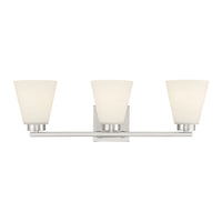 22-inch Strayhan Brushed Nickel 3-Light White Frosted Glass Bathroom Vanity Light