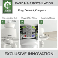 52 inch Techne Wi-Fi HunterExpress Matte White Ceiling Fan with LED Light Kit and Handheld Remote