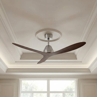 56 Inch DC WiFi Indoor Outdoor Smart Fan in Brushed Chrome with Koa Blades